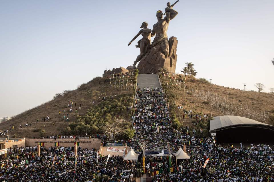 Thousands of fans gathered at the Monument of Renaissance in Senegal's capital Dakar