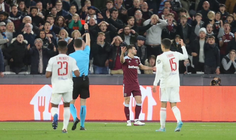 To the shock of the home crowd, Cresswell was sent off for the challenge on Dembele