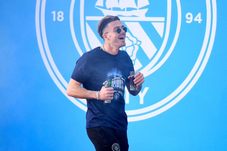 Grealish didn't hold back in his celebrations in the immediate aftermath of Man City's Premier League title win
