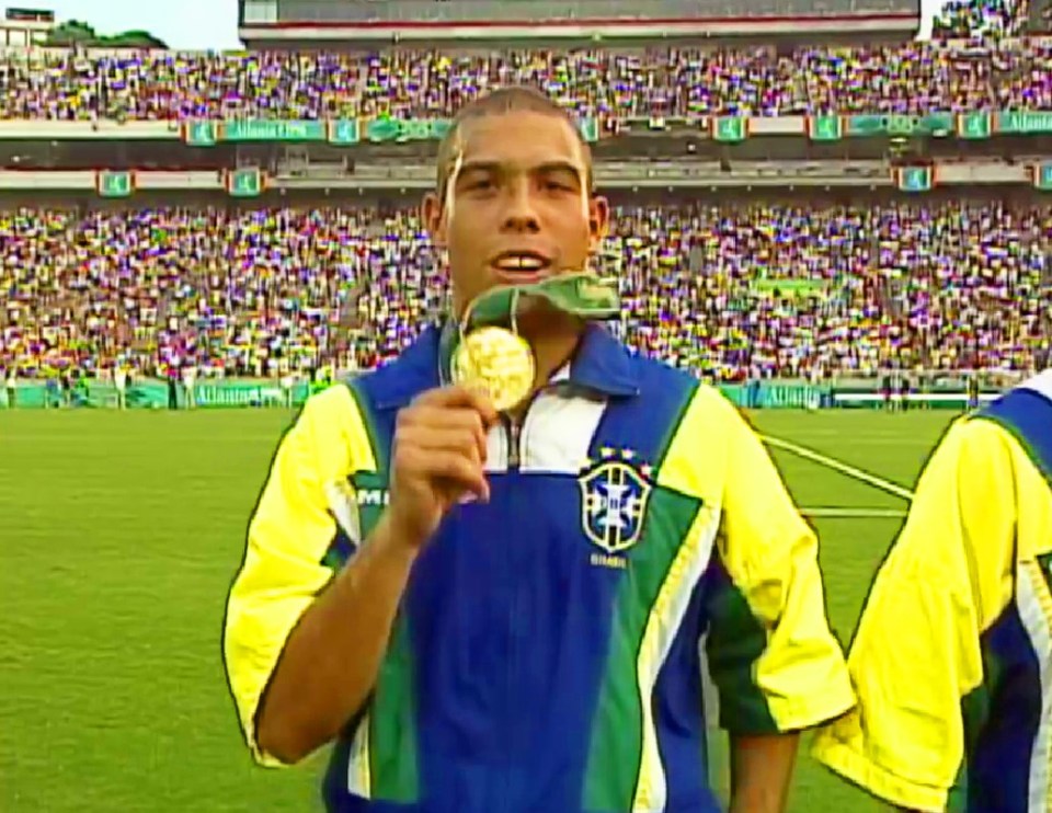 Ronaldo won an Olympic bronze medal, although in this picture it appears golden