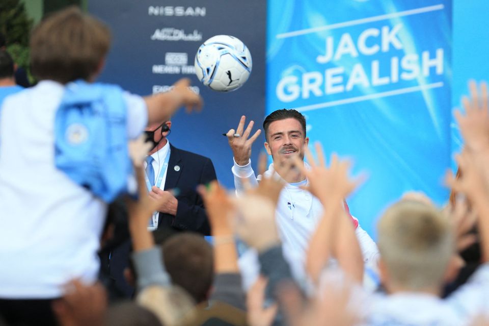 Hundreds of City fans gathered outside the Etihad to welcome the England playmaker to the club