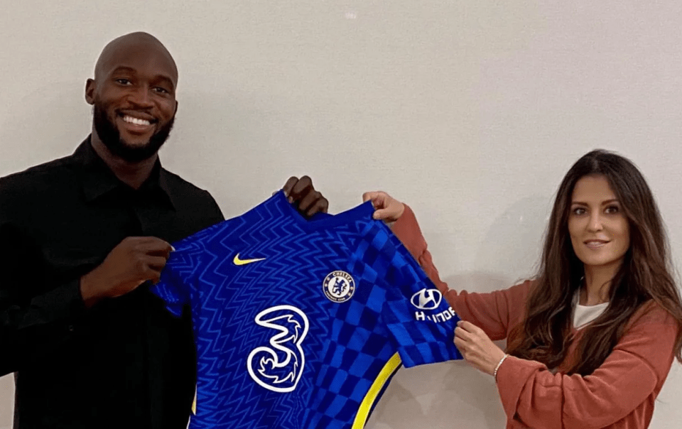  Chelsea director Marina Granovskaia presents their big new signing Romelu Lukaku