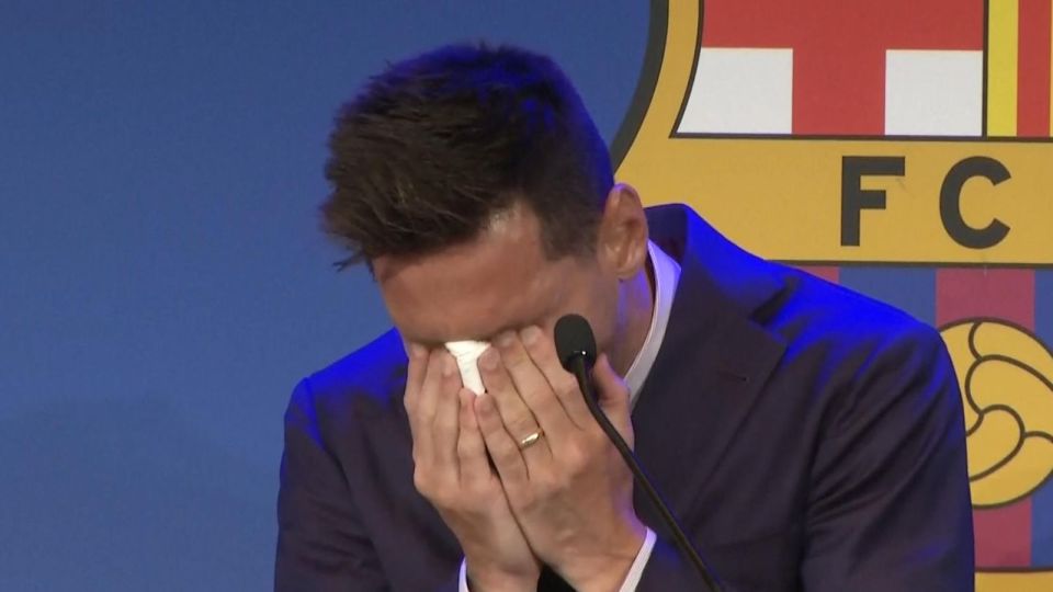 Messi was unable to hold back the tears when he announced his Barca exit in 2021