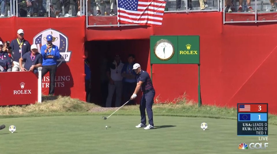 The golfer unleashed a huge swing on the 1st tee
