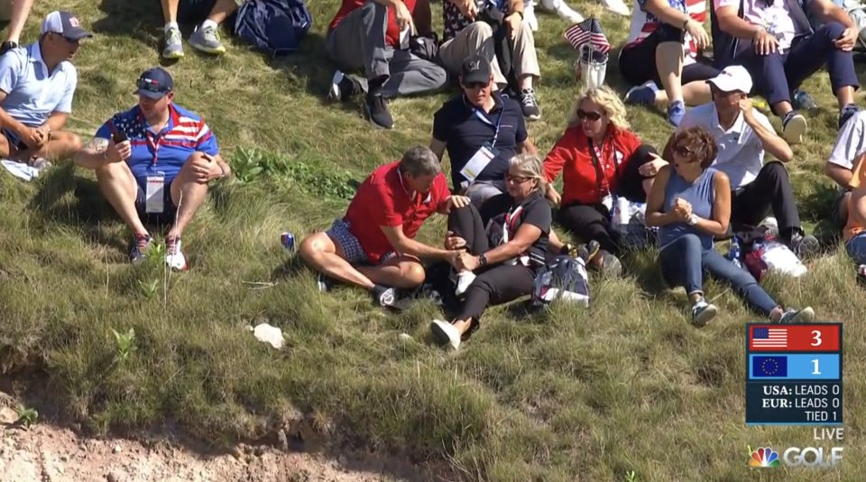 One fan was struck on the leg