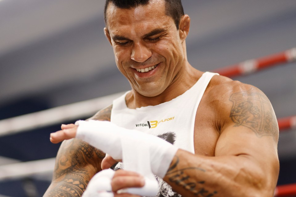 Vitor Belfort trains during his media workout in advance of his September 11th fight