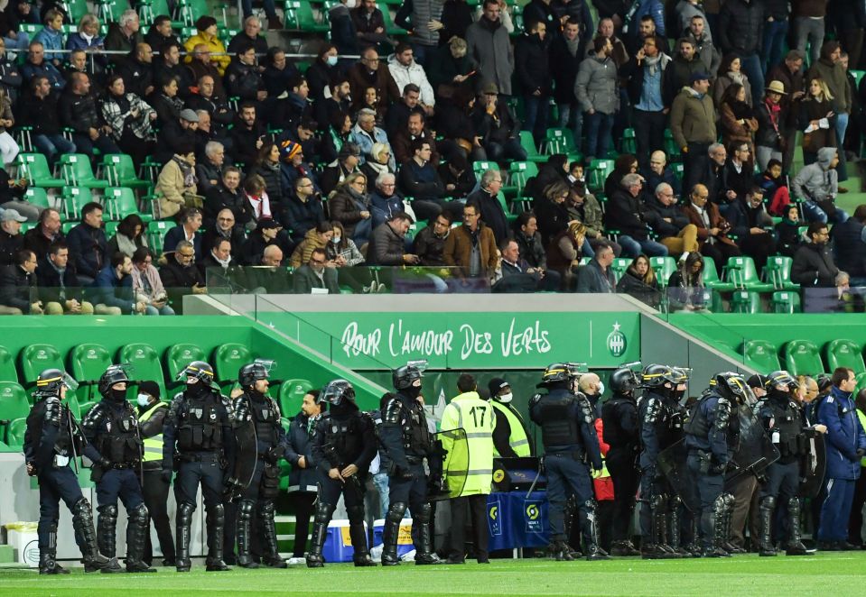 Riot police were pictured guarding the entrance to the tunnel