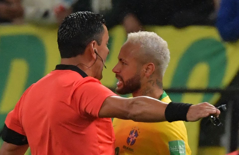 Neymar was furious with the referee early on in the game
