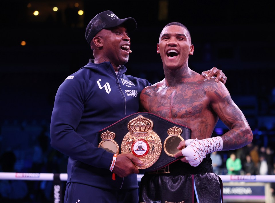 Conor celebrated with his legendary father, Nigel Benn