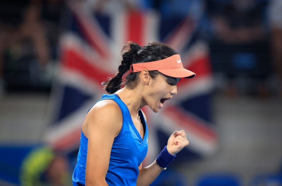 Raducanu had a brief moment of celebration when she won her first game late on