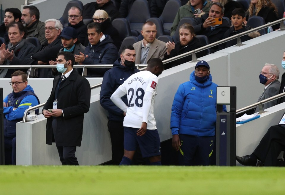 Ndombele headed straight down the tunnel after being taken off in the second half
