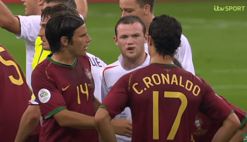 The TV cameras had to blur out Rooney's response to Ronaldo