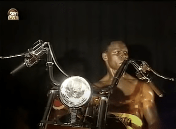 Chris Eubank sat on his own Harley Davidson as he soaked in the crowd