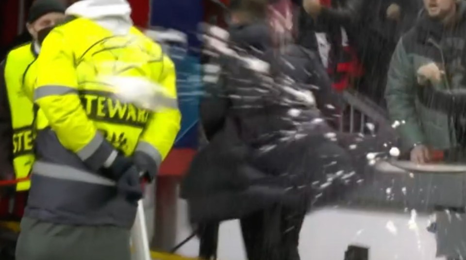 The Argentine manager was pelted with objects from the crowd after the full-time whistle