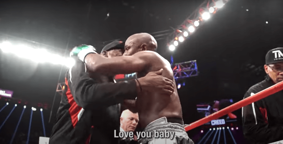 He spoke to his dad and thanked him before sharing the emotional moment with Mayweather Sr