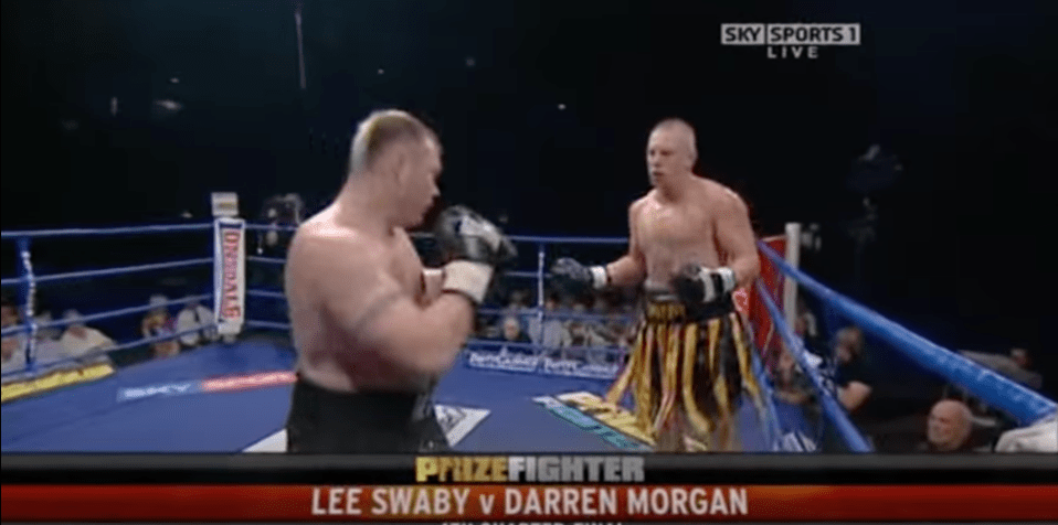 Darren Morgan (left) pictured fighting in the quarter-final of Sky Sports Prize Fighter tournament