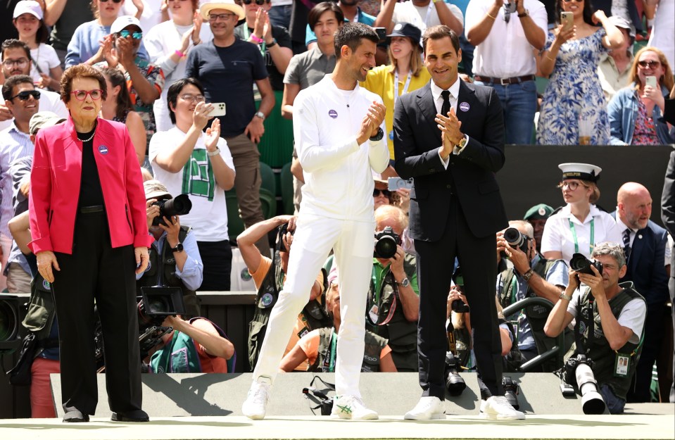 Past champions were involved in the Centre Court celebrations at Wimbledon