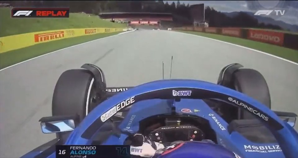 Alonso wagged his finger as he passed his Japanese rival