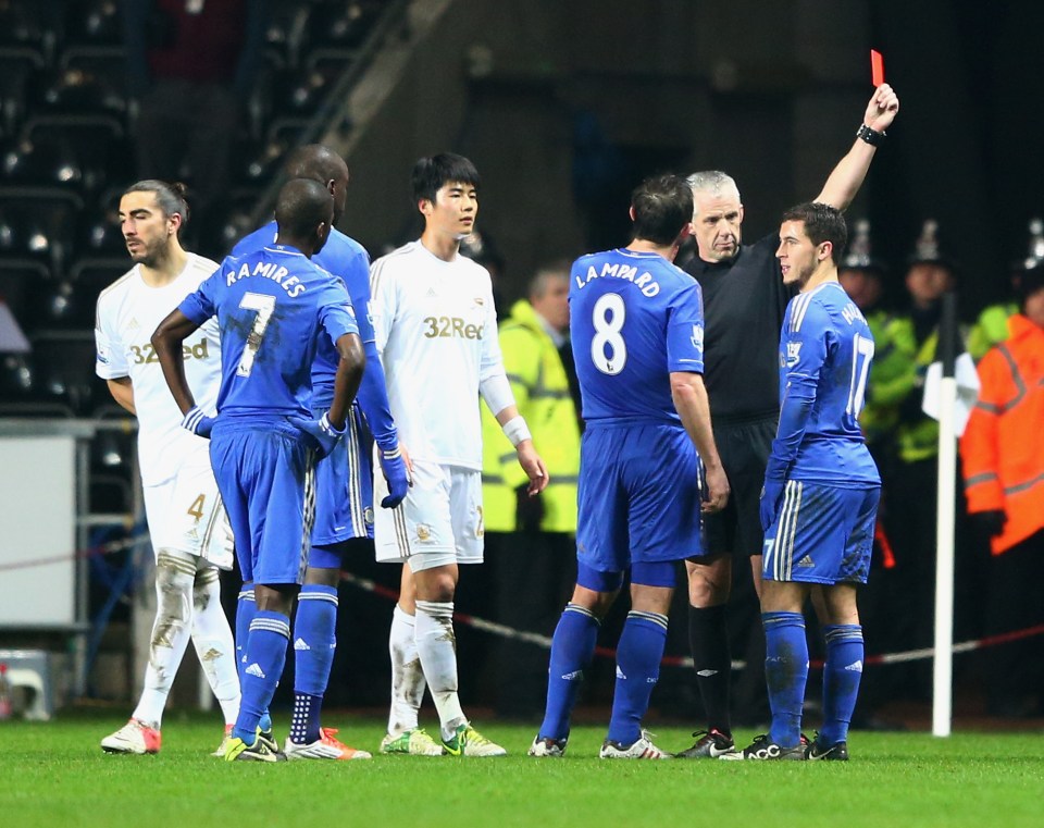 The player received a red card for the altercation