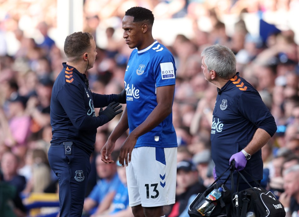 Mina was forced of at half-time against Celtic after only recently making his return from injury