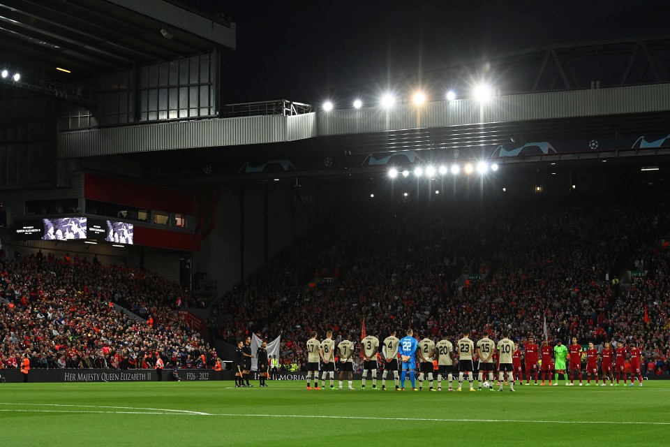 Fans observed a period of silence, as LED boards around the stadium paid tribute to Her Majesty