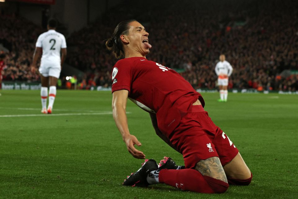 Nunez was incredibly lively against West Ham