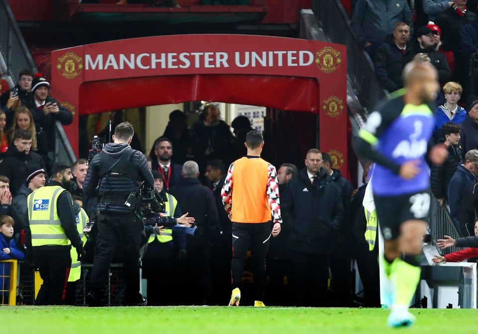 Ronaldo stormed off down the tunnel before full-time after refusing to come on against Tottenham in October