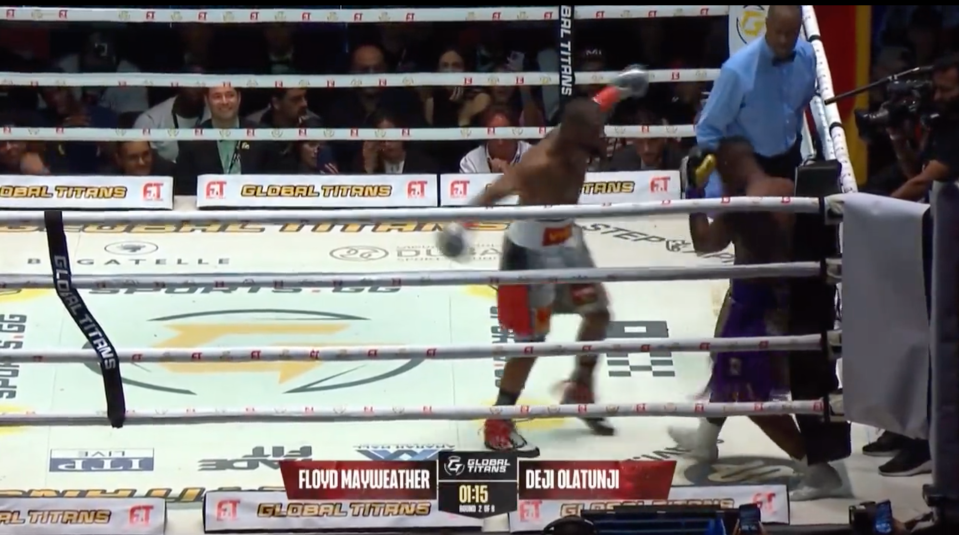 Mayweather Jr was having fun and taunting Deji throughout their bout