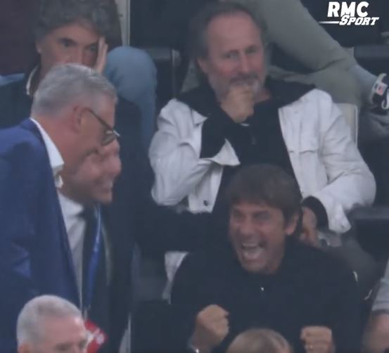 Conte was left celebrating in the stands after he was suspended from the touchline