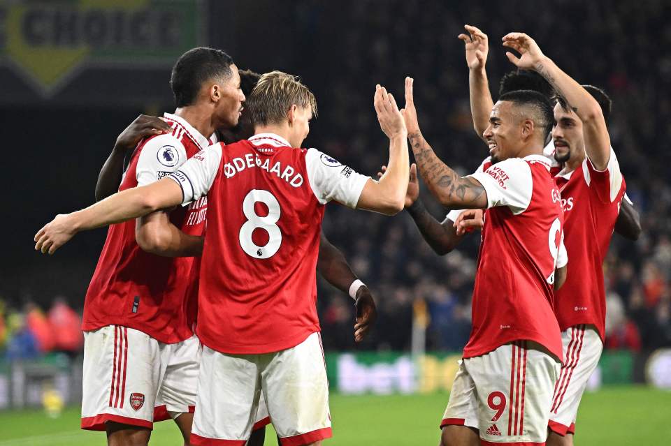 Gunners skipper Martin Odegaard fired in a double to make it 12 top-flight wins from 14 games