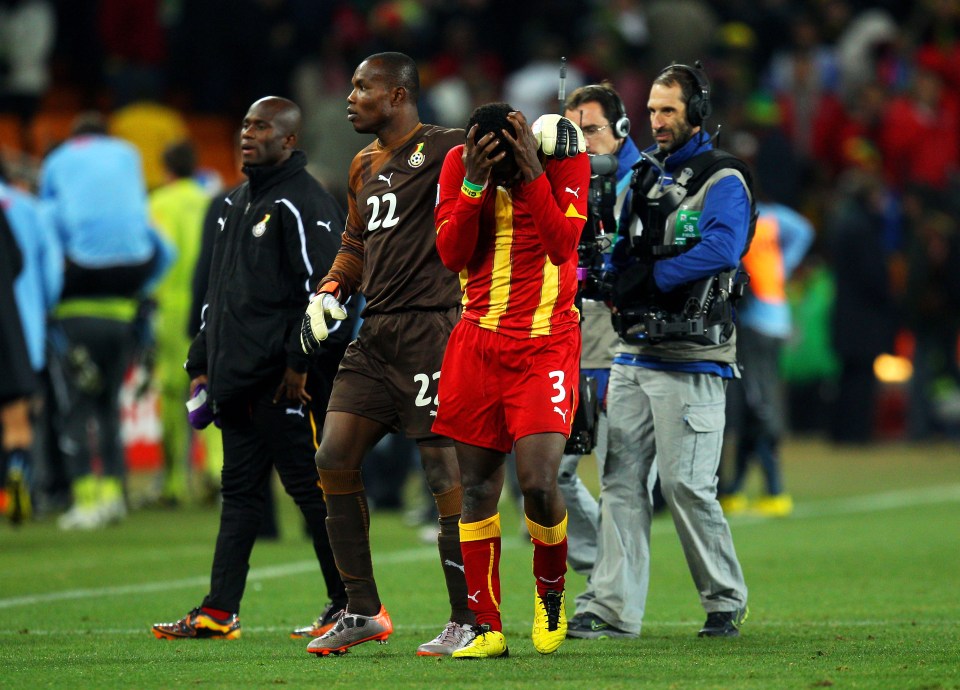 Gyan was distraught after the match when Ghana went out