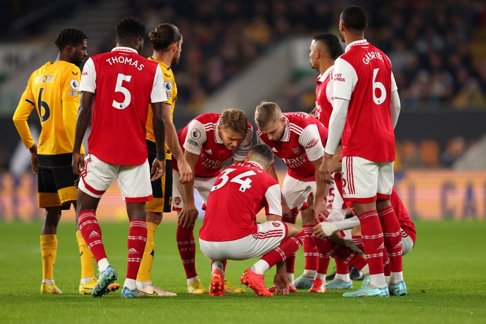 Arsenal midfielder Xhaka went down early against Wolves with sickness
