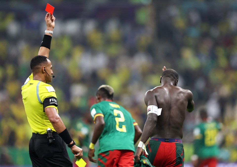 But his celebration saw him get a second yellow card, and a subsequent sending off