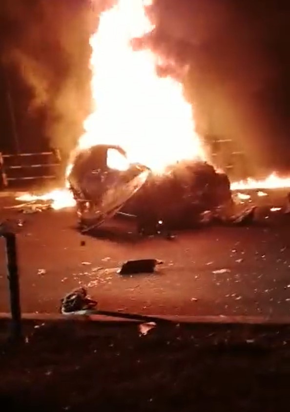 Pant's car was a flaming wreck after the crash