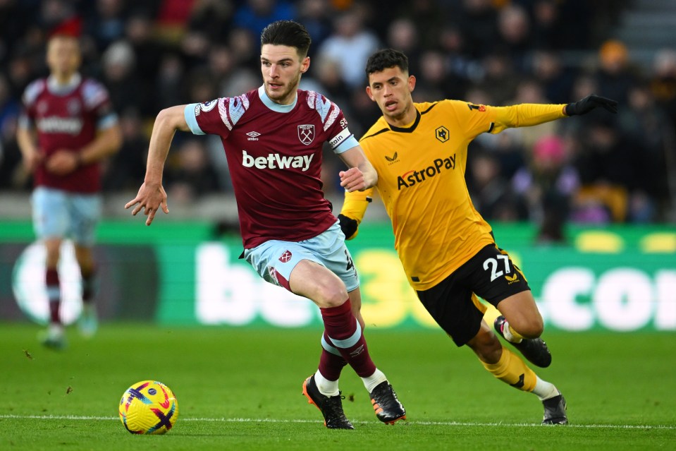 West Ham star Rice has been linked with a summer switch to Arsenal