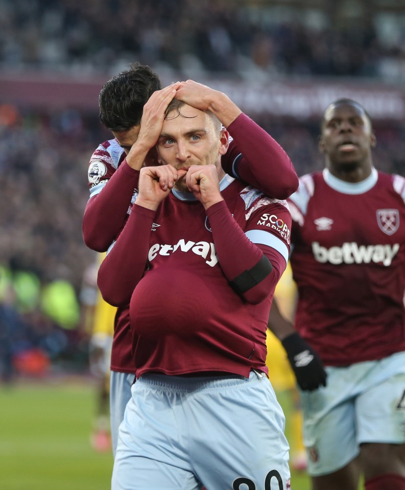 Bowen put the ball under his shirt after he opened the scoring at the London Stadium