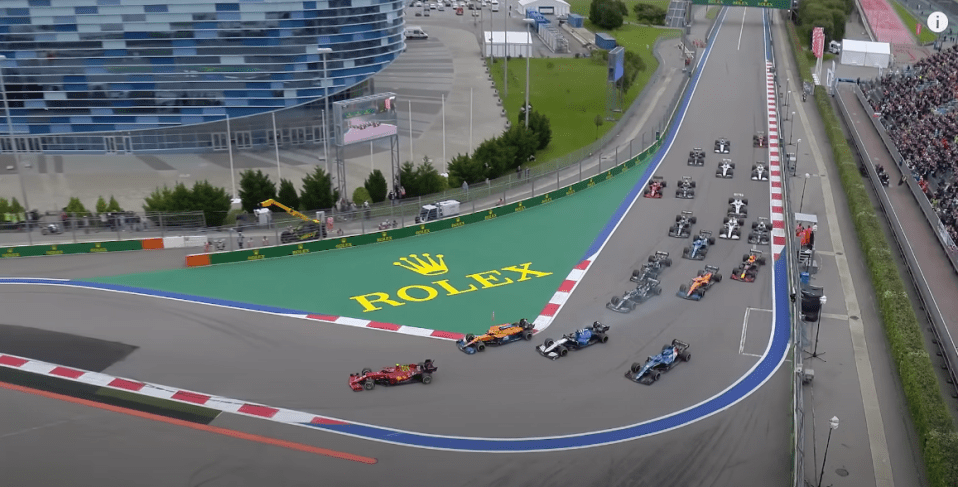 Alonso didn't even try to make the corner as everyone else slammed on the brakes