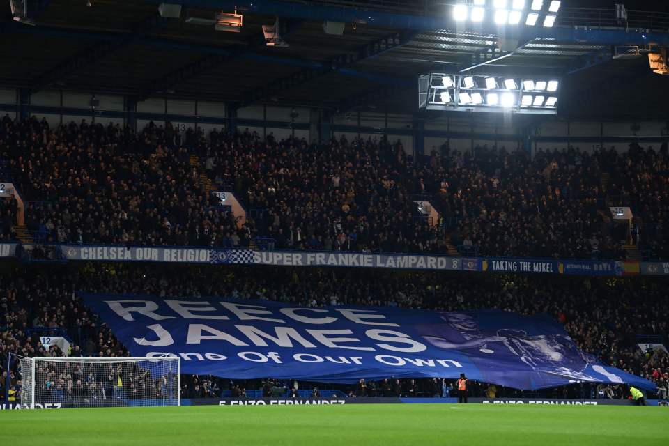 James got the legend's treatment with two huge banners devoted to him at Stamford Bridge