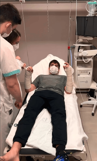 Stroll arrived at the hospital in plenty of pain