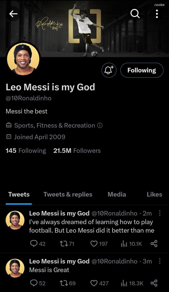 Ronaldinho has his account changed by a hacker