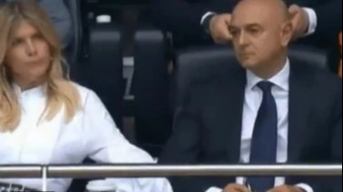 Levy's wife showed her support as Spurs were well beaten with fans singing songs about him