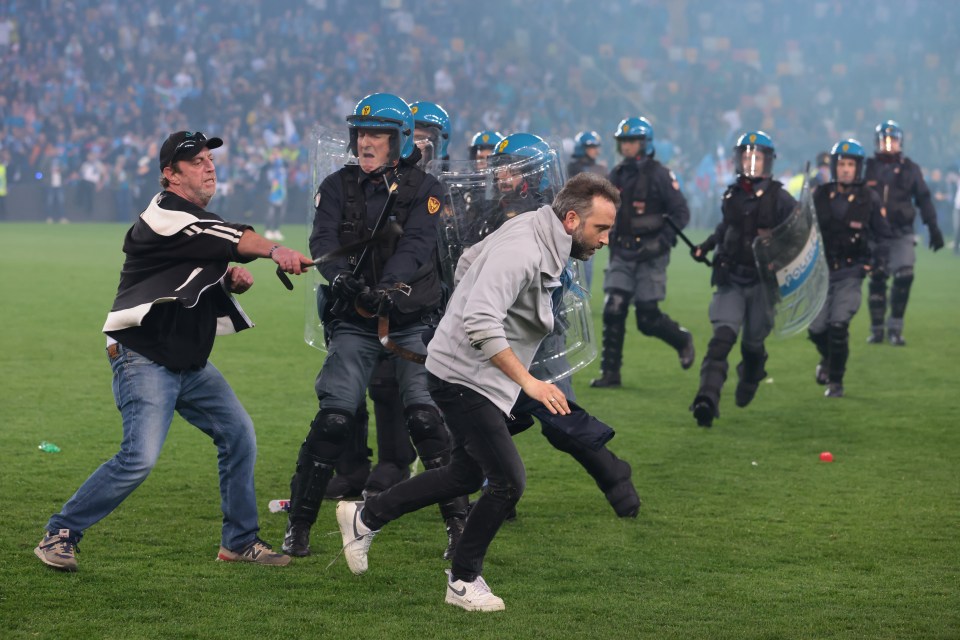 There were grim scenes of violence on the pitch