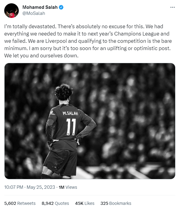 Salah vented on Twitter
