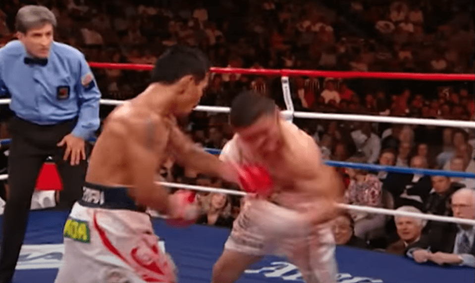 Pacquiao caught Diaz to the chin with a heavy shot