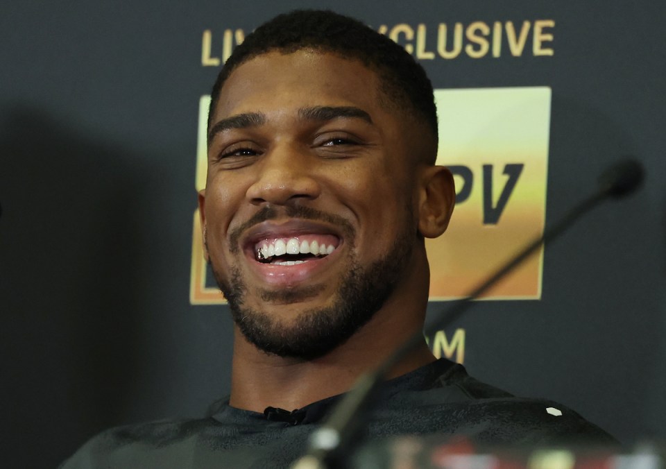Joshua was in good spirits as he spoke to the media after his press conference with Dillian Whyte