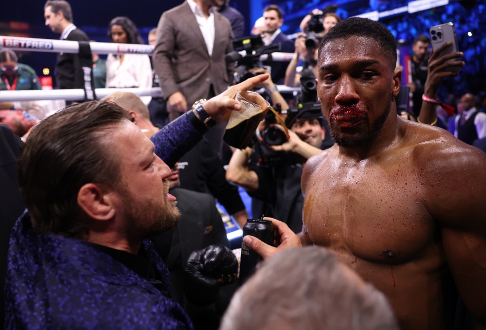 He bumped into McGregor while celebrating at ringside