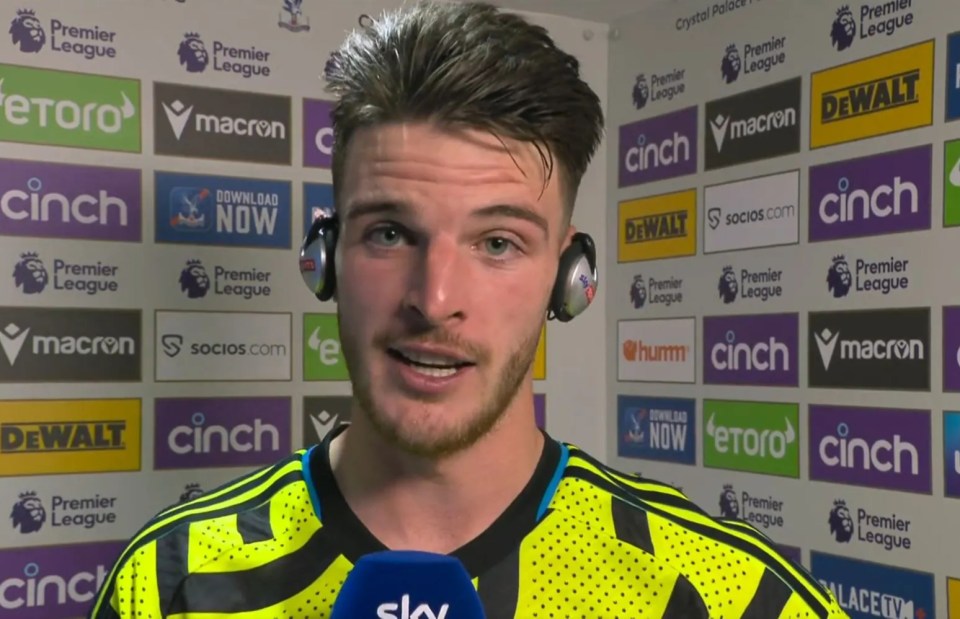 Rice was man of the match for Arsenal in their win over Palace