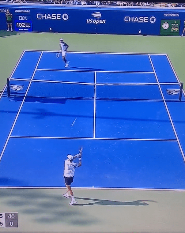 Eubanks started trotting off court while his opponent was returning the ball