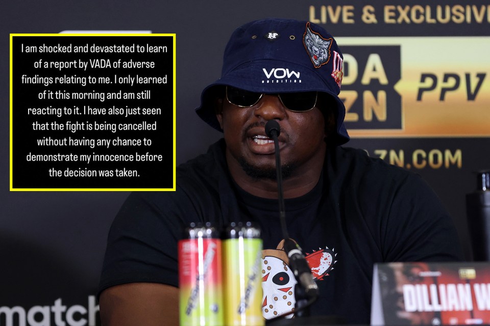 Whyte syas he is 'shocked and devastated' by the test results