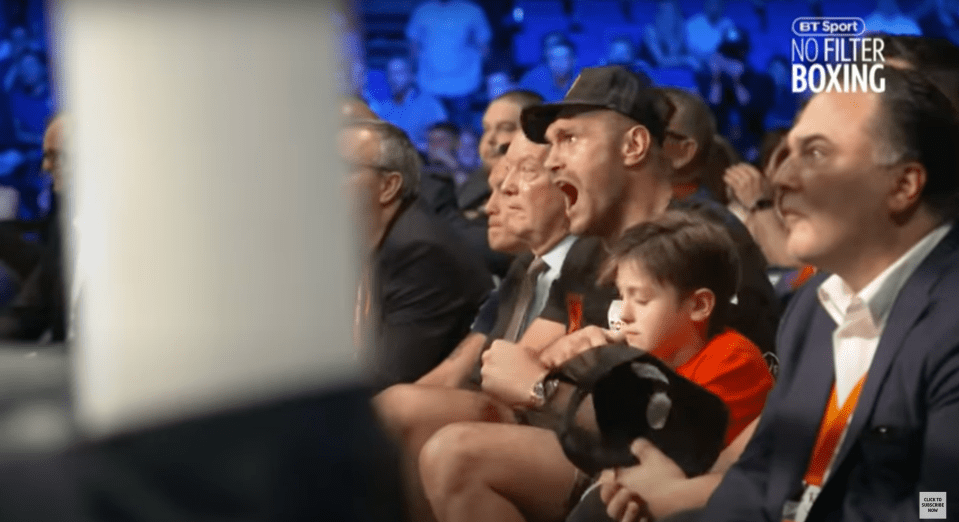 Fury tried to urge his cousin on from ringside...